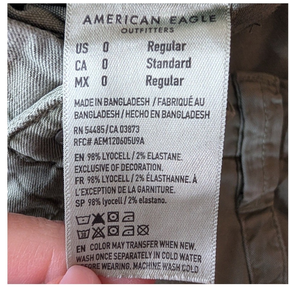 American Eagle Cargo Pants Women 0 Olive Green Stretch Utility 90s Y2K Gorpcore - Picture 5 of 12